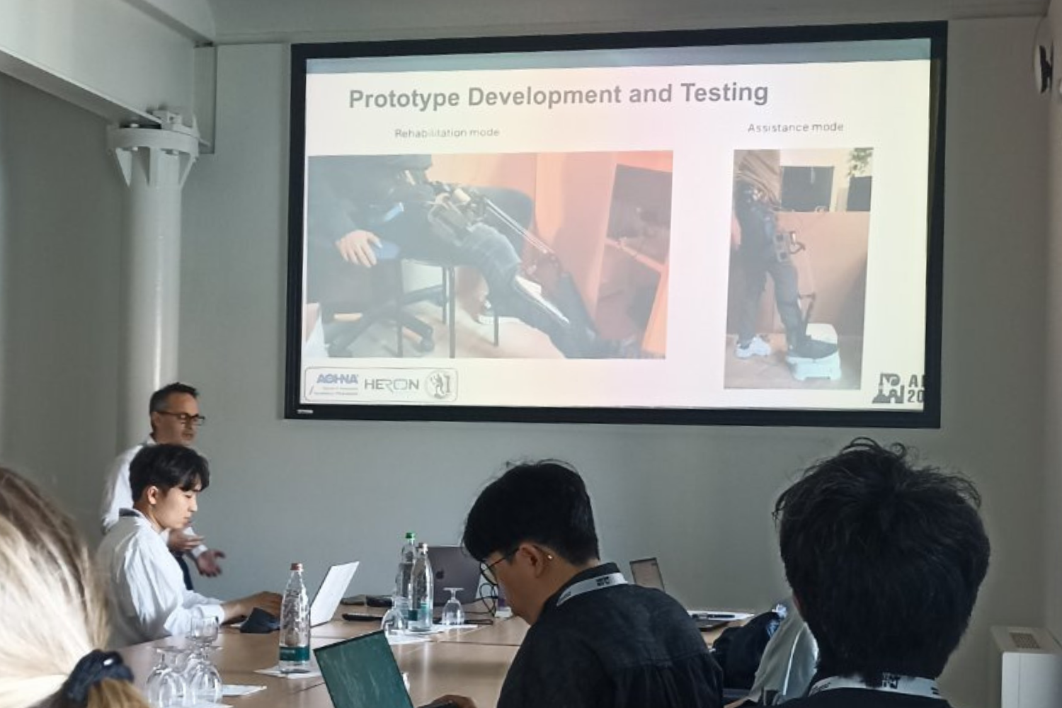 HERON senior researcher and Assistant Professor at NTUA, Panagiotis Vartholomeos, talking about prototype development and testing at AIM 2026