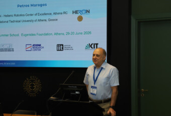 Prof. P. Maragos delivered the plenary talk on “Robot Perception and Multimodal AI”, highlighting advances in robotic perception and multimodal intelligence.