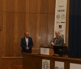 Dr. Dimitris Terzis, General Secretary for Research and Innovation, delivering his welcome address at HRF 2026.