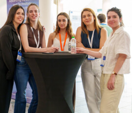 Members of HERON’s scientific and administrative staff during the Poster Session at HRF 2026.